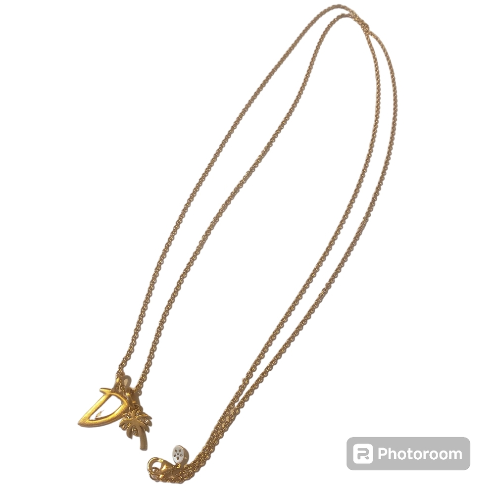 925 Cbi silver with gold vermeil overlay palm tree necklace